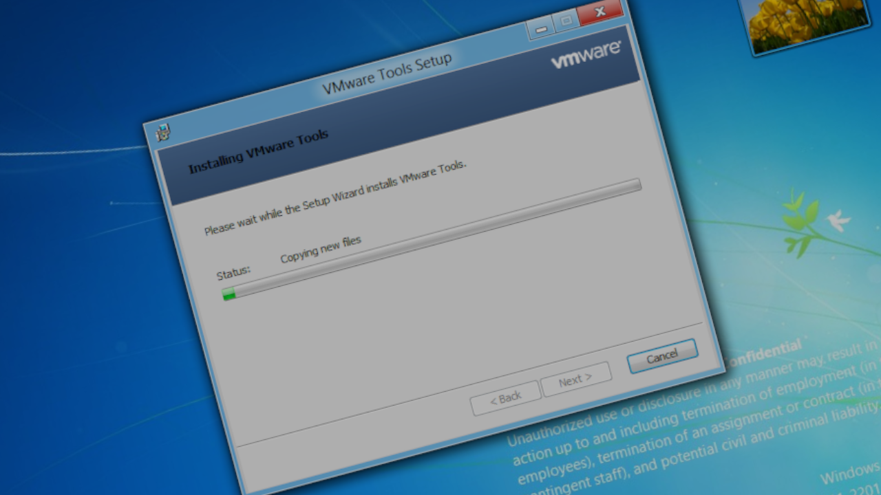 VMware Tools setup on a Windows 8 beta build